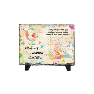 Multumesc domnul invatator, piatra ardezie personalizata, cu mesaj model, pa115